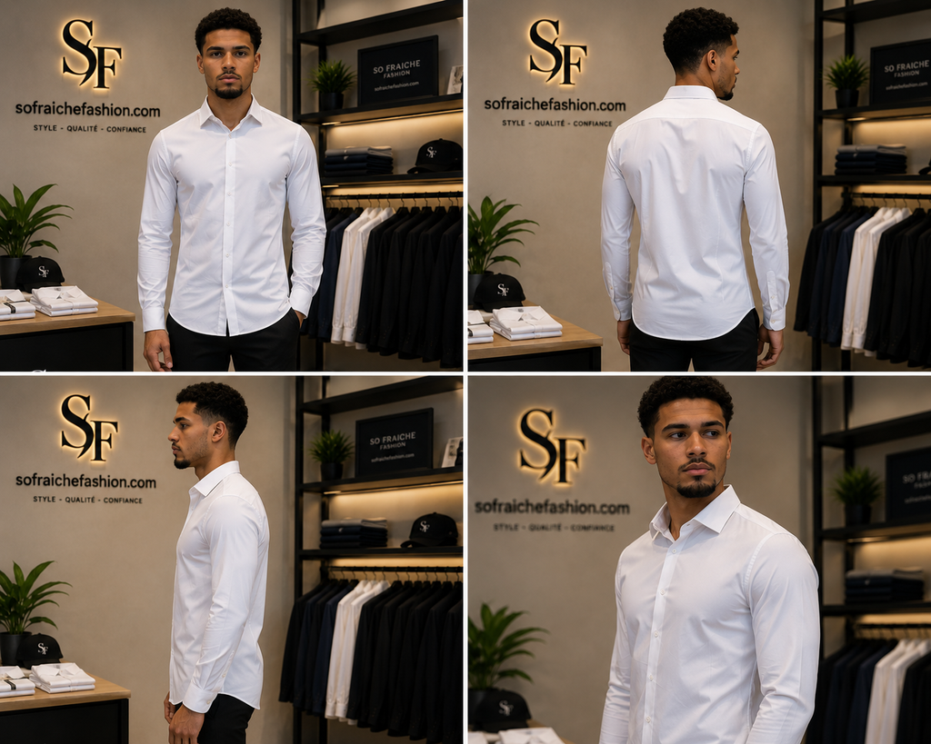 Chemise Homme Blanche Élégance – Coupe Ajustée