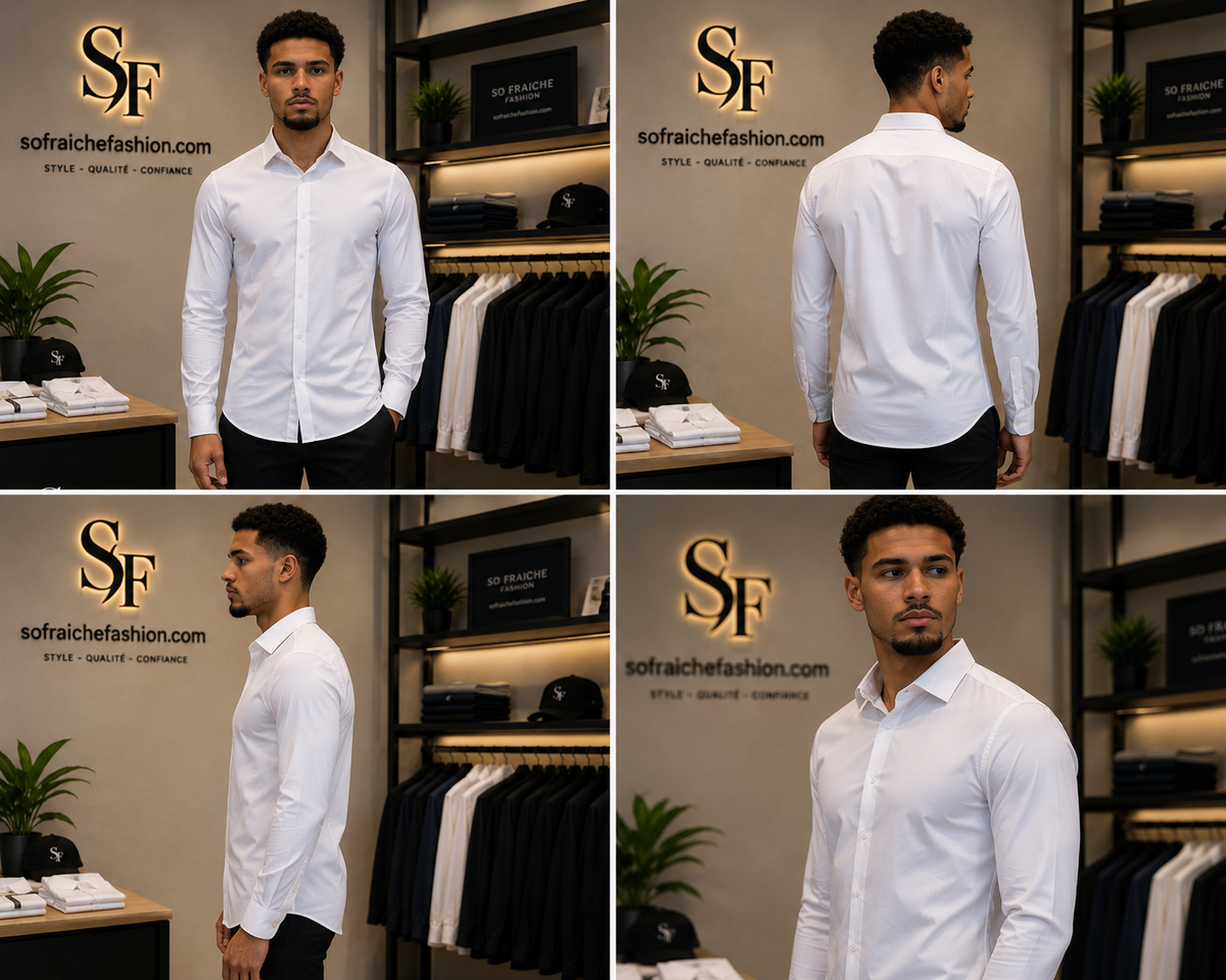 Chemise Homme Blanche Élégance – Coupe Ajustée