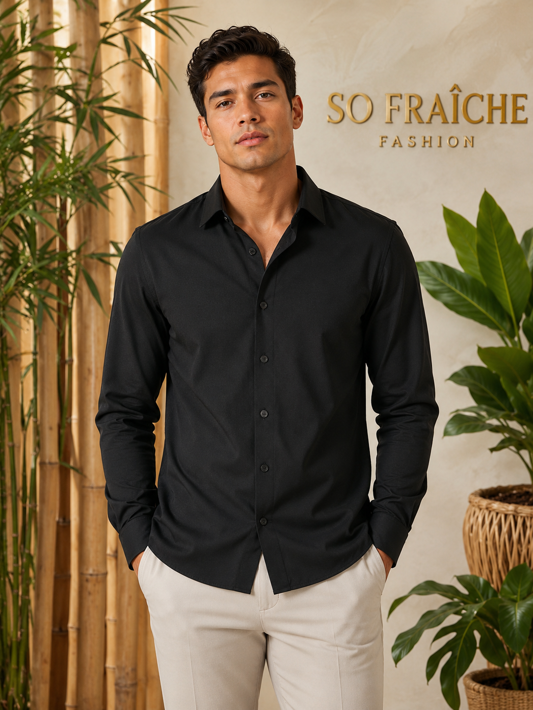 Chemise Homme Noire Élégance – Coupe Ajustée