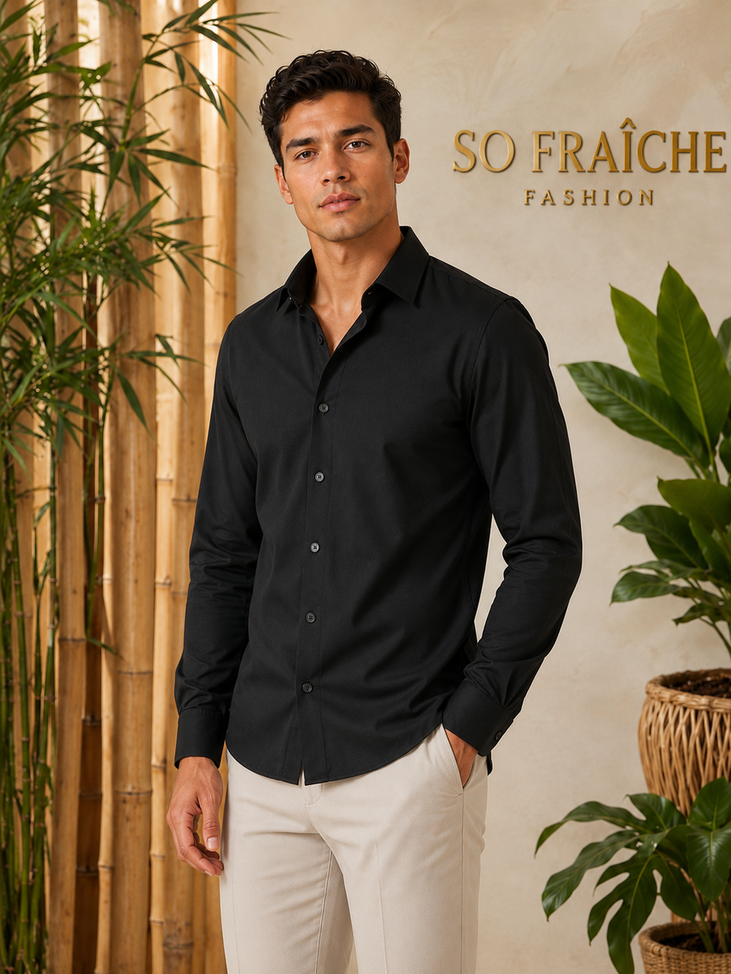 Chemise Homme Noire Élégance – Coupe Ajustée