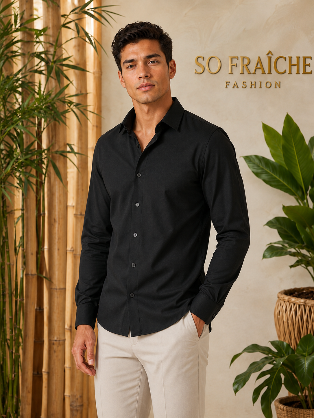 Chemise Homme Noire Élégance – Coupe Ajustée