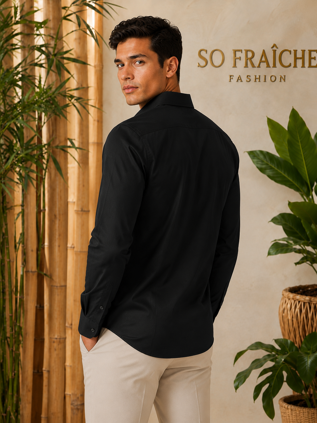 Chemise Homme Noire Élégance – Coupe Ajustée