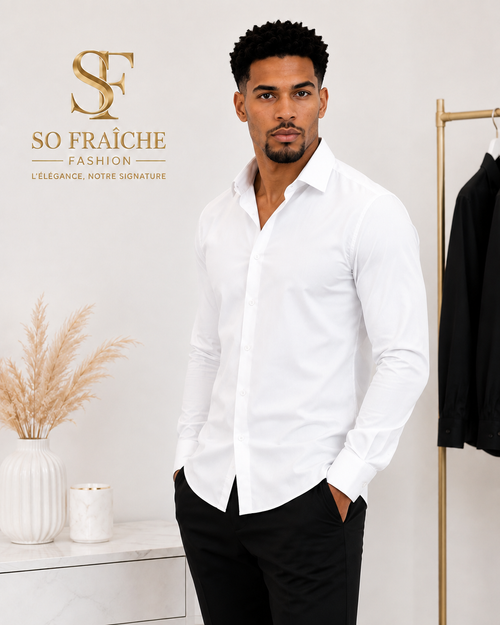 Chemise Homme Blanche Élégance – Coupe Ajustée