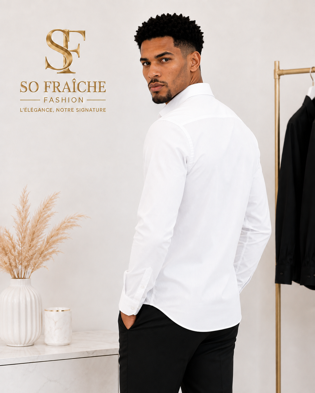 Chemise Homme Blanche Élégance – Coupe Ajustée