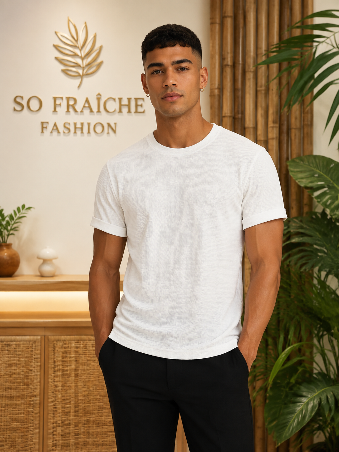 T-shirt ivoire élégance tropicale – So Fraîche Fashion