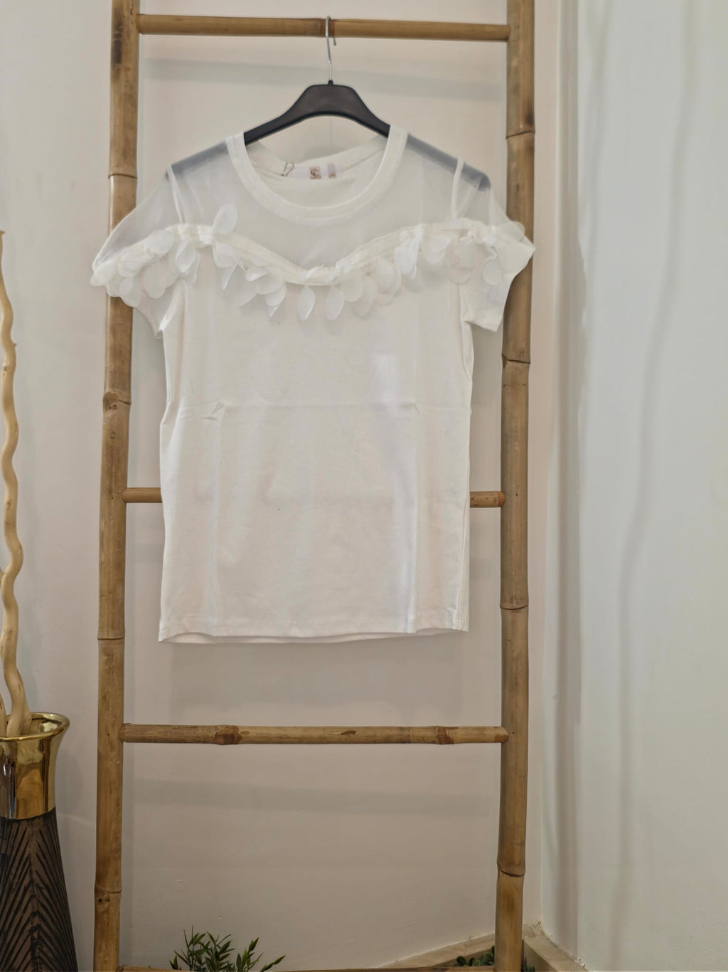 T-shirt Manches Courtes en Tulle Transparent