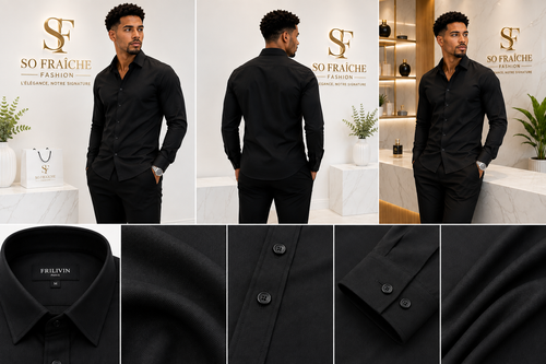 Chemise homme noire coupe ajustée – So Fraîche Fashion